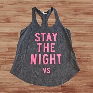 Victoria's Secret Size M Graphic Gray and Pink Sleeveless Tank Top